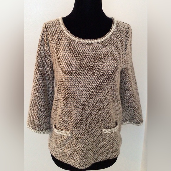 MEADOW RUE Tweed Polyblend Top 3/4 Sleeves - Small - Picture 1 of 10